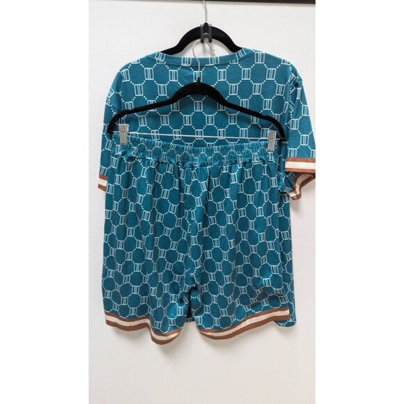 Blue/Brown Printed 2-Piece Sleepwear Set - Picture 2 of 4